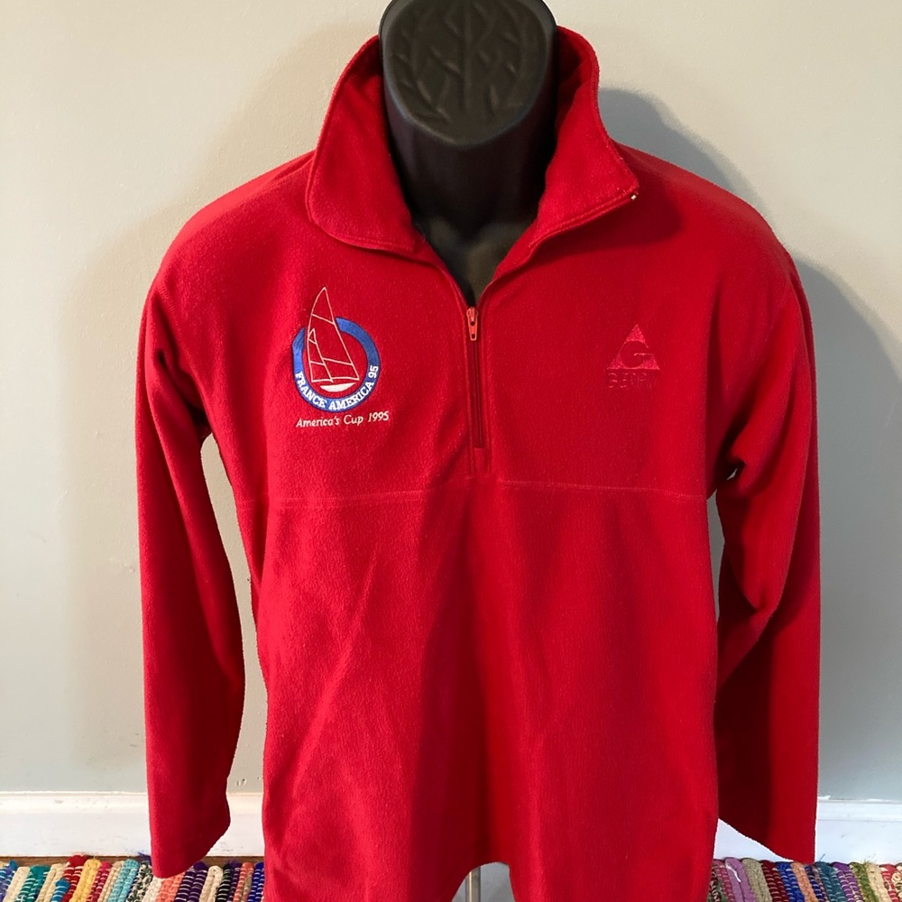 1995 America's Cup Fleece Jacket Yacht Race Red Medium. Perfect for yacht rock!